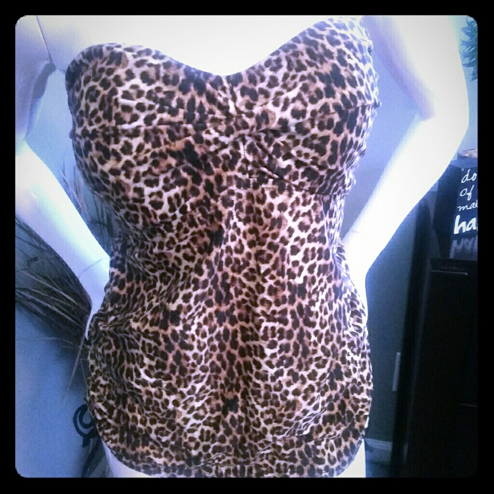 Leopard Print Swim Halter Top